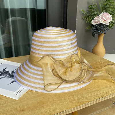 Ribbon Butterfly Basin Hat Ladies UV Protection Khaki - Shop at LoveMi