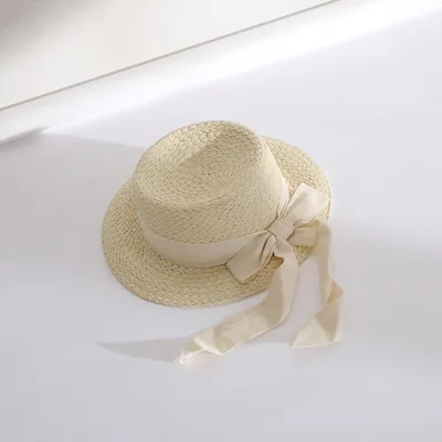 Women's Straw Hat Sunshade And Sunscreen With Ribbon Bow Beige - Shop at LoveMi
