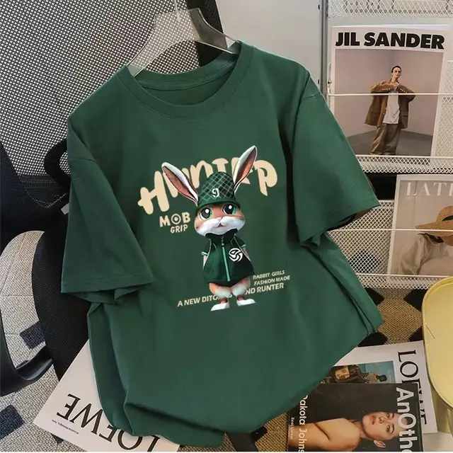 Colorful Right Shoulder Short T shirt Half Sleeve Green - Shop at LoveMi