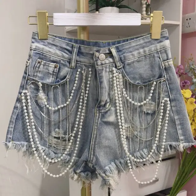 Summer New Women's Industrial Jeans Shorts Blue - Shop at LoveMi
