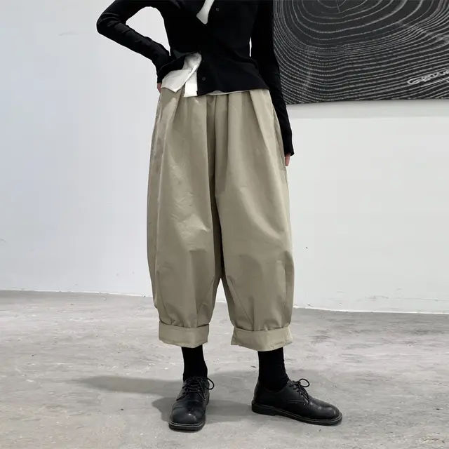 Dark Black Casual Women's Loose Pants Khaki - Shop at LoveMi