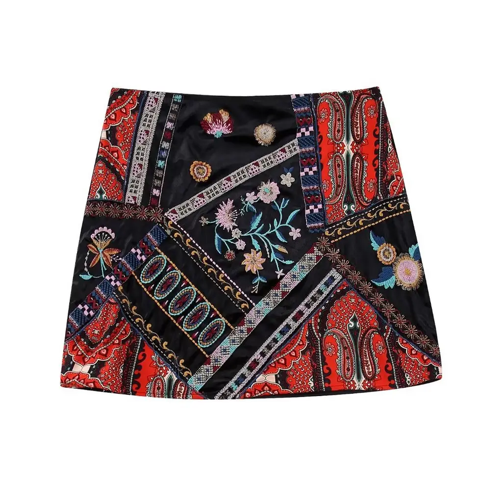 Fashion Printed High Waist Miniskirt - Multi Color - View 1