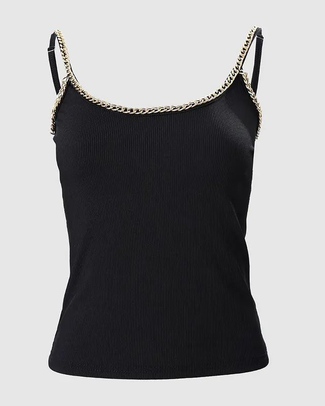 Metal Chain Sling Pit Strap Vest Black - Shop at LoveMi