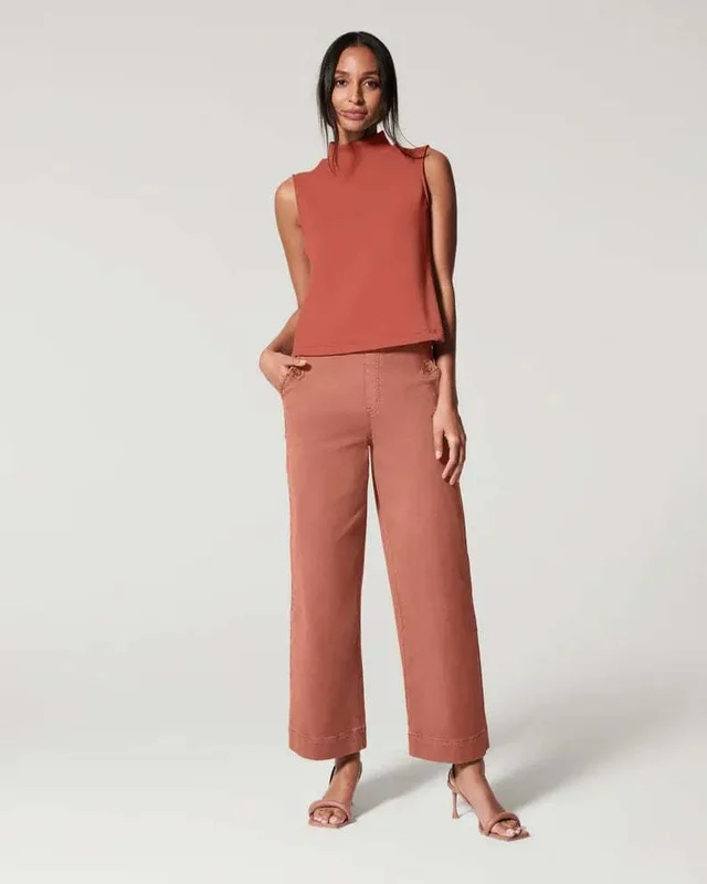High Waist Pants Women's Casual Loose Straight Trousers Slender Temperament Pants Orange - Shop at LoveMi
