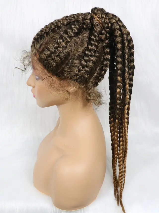 Braided Lace Front Synthetic Wig Braids African Braiding Hair 1B27 - Shop at LoveMi