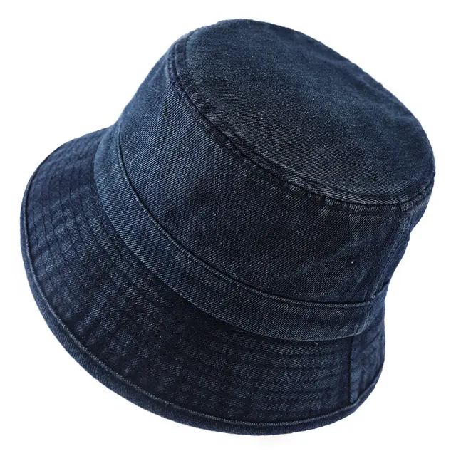 Denim Fisherman Hat Washed And Used Outdoor Sun Protection Dark Blue - Shop at LoveMi