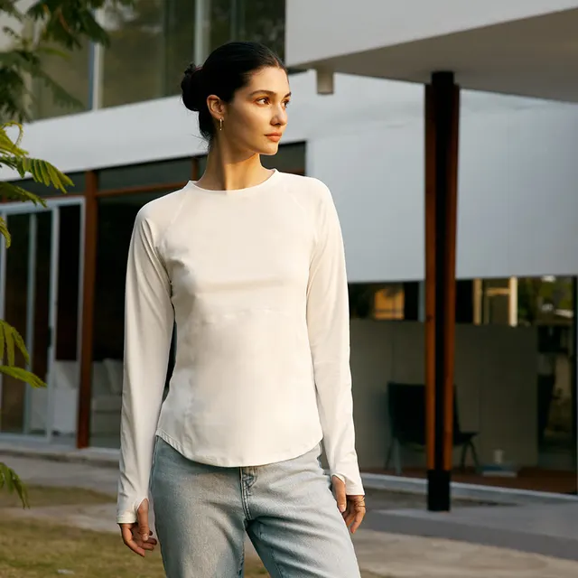 Women's T shirt New Solid Loose Versatile Round Neck Water White - Shop at LoveMi