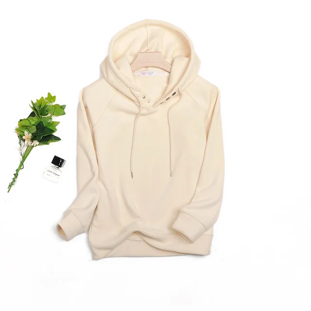 Breasted Drawstring Hoodie With Loose Fit Ivory - Shop at LoveMi