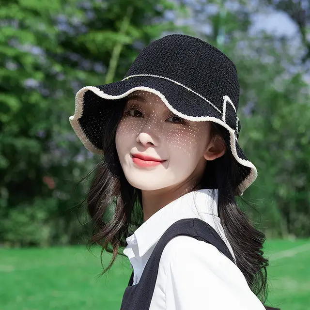 Fashion Sunscreen Sun Hat Ladies Bow Black - Shop at LoveMi
