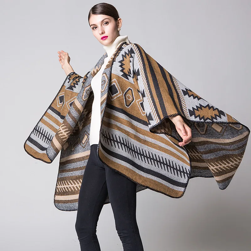 Geometric Puzzle Cloak Thicken And Lengthen Warm Air Conditioning Shawl Travel Blanket Yellow - Shop at LoveMi