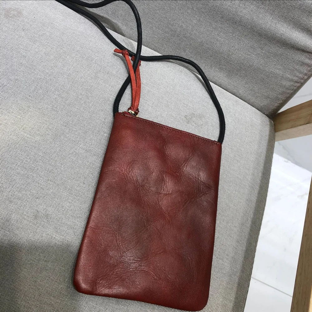 Women's Fashion Simple Head Layer Cowhide Shoulder Crossbody Bag Red - Shop at LoveMi