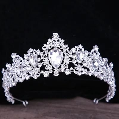 Baroque Rhinestone Crystal Bridal Crown Silvery White - Shop at LoveMi