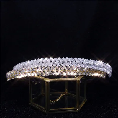 Baroque Rhinestone Bride Crown Crystal Hair Band Silver - Shop at LoveMi