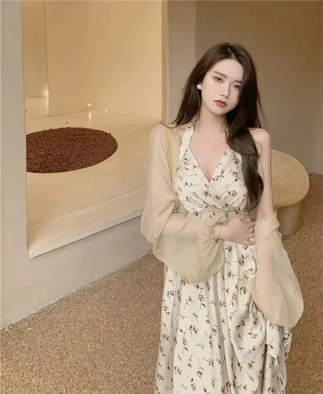 Summer Neck Style Floral Mid Length Skirt Suit - Shop at LoveMi