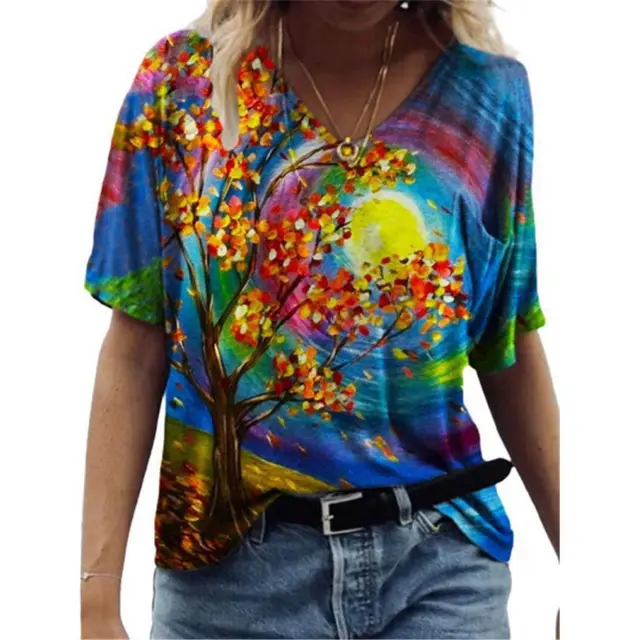 Flower Painting Printed T shirt For Women Junyu210037 - Shop at LoveMi