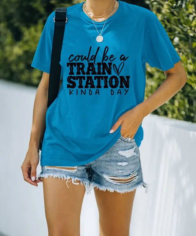 Letter Fun Printed Women's Round Neck Short Sleeve 6 Style - Shop at LoveMi