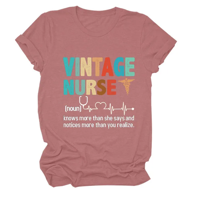 Letter Printed Women's Round Neck Short Sleeves Rose Gold White Letters - Shop at LoveMi