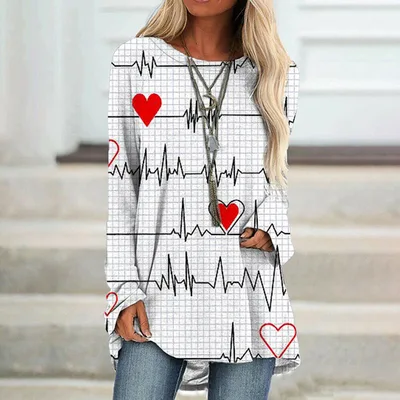 Valentine's Day Love Print Long Sleeve T shirt For Women Bl1A230711C 2Xl - Shop at LoveMi
