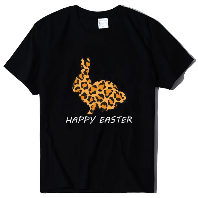 European And American Women's Easter Bunny Printed Short Sleeves Black - Shop at LoveMi