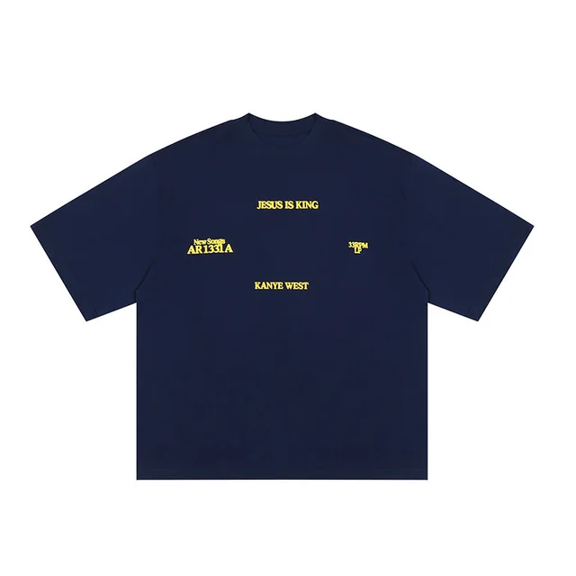 Limited Letter Print Short sleeve High Street American Casual Loose Couple T shirt Dark Blue - Shop at LoveMi