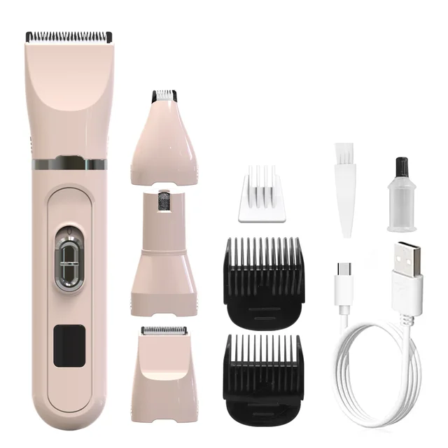 Multifunctional Four In One LCD Display Electric Hair Clipper Four In One Pink - Shop at LoveMi