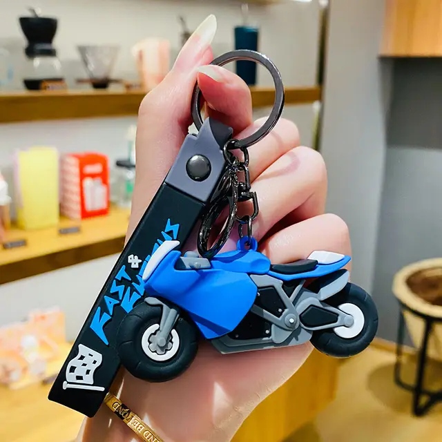 Lovers Mini Motorcycle Cartoon Cute Keychain Blue - Shop at LoveMi