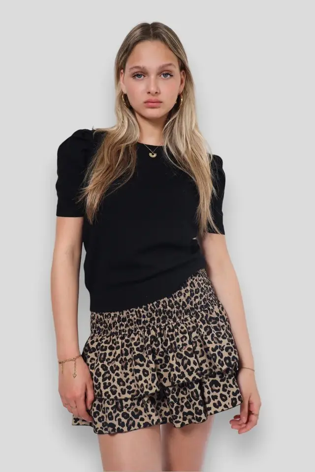 Women's Pleated Ruffles Printed Dress Fashion Floral Bohemian Short Skirt Leopard Print - Shop at LoveMi