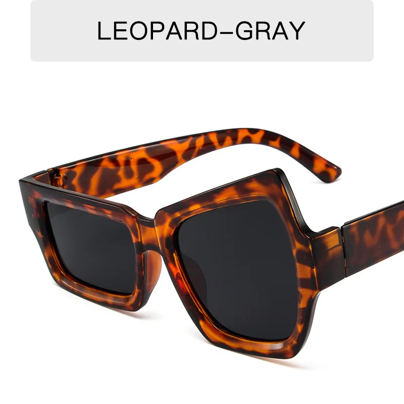 Personalized Eyebrow Lifting Glasses, Fashionable And Irregular - Leopard Pattern Frame Grey Pat
