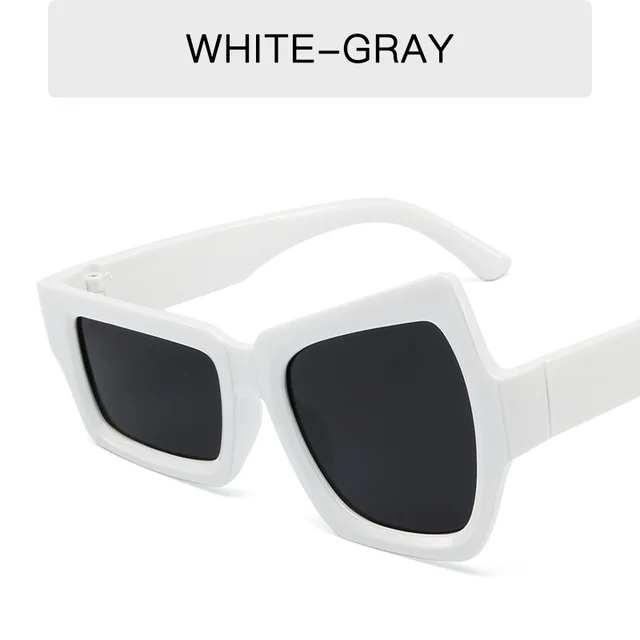 Personalized Eyebrow Lifting Glasses, Fashionable And Irregular Solid White Frame Grey Patch - Shop at LoveMi