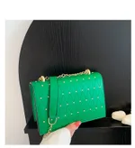 Design Fashion Diamond Chain Shoulder Messenger Bag - Green