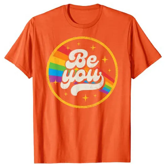 Be Your Ally Proud LGBT Retro Short Sleeved Orange - Shop at LoveMi