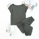 Women's Loose Casual Short Sleeve Sports Set - Gray