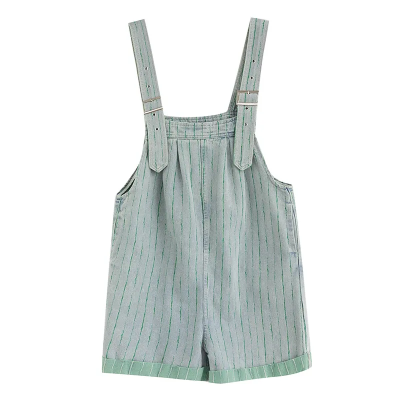 Striped Denim Overall Shorts Striped Overalls-M - Shop at LoveMi
