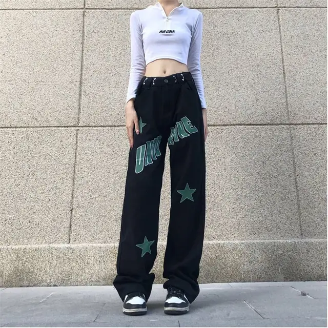 Women's Versatile High Waist Loose Casual Jeans Black - Shop at LoveMi