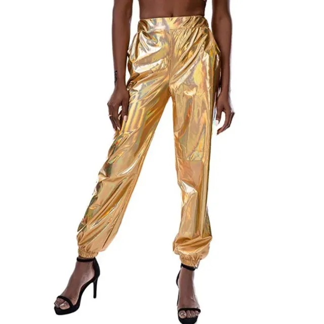 Fashion Casual Colorful Solid Color High elastic Women's Trousers Gold - Shop at LoveMi