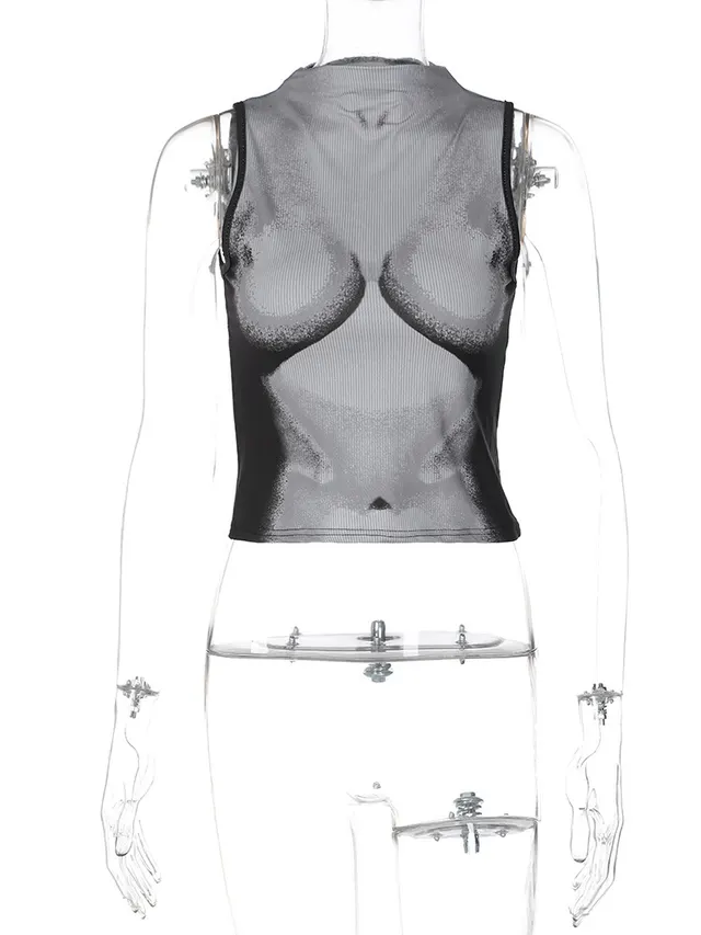 Cropped Round Neck Sleeveless Top For Women Black - Shop at LoveMi