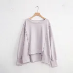 Female Loose And Irregular Niche Sweater Top - Gray Pink