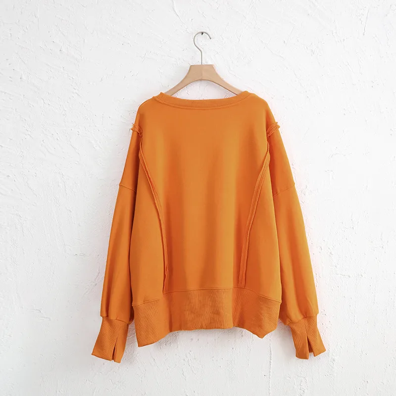 Female Loose And Irregular Niche Sweater Top Orange - Shop at LoveMi