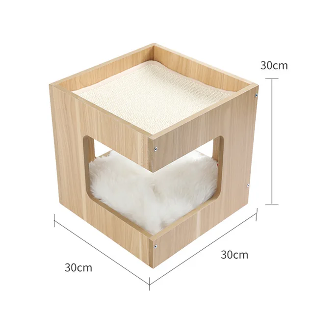 Solid Wood Double Layer No Trace Stickers Sisal Cat Nest - Shop at LoveMi