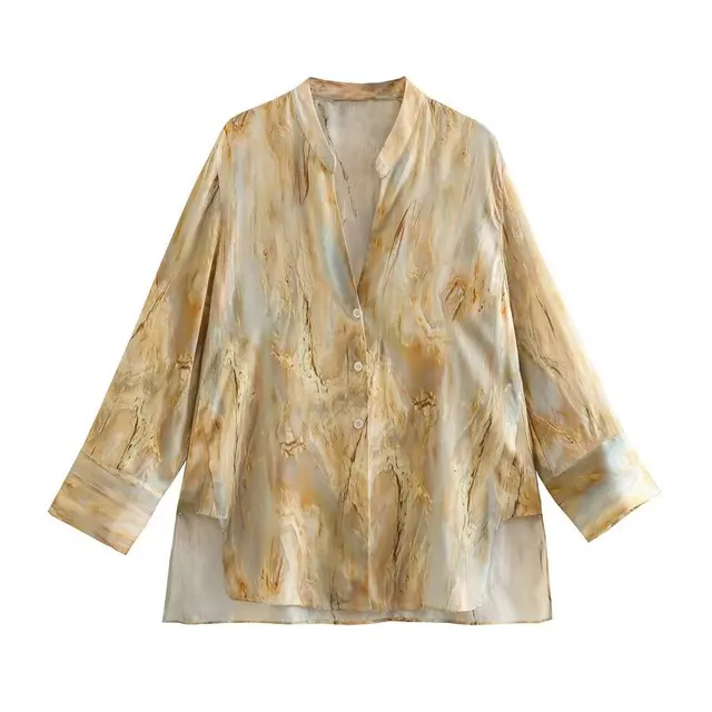 Fashion Simple Asymmetric Tie dye Printed Shirt Straight leg Pants Suit Top - Shop at LoveMi
