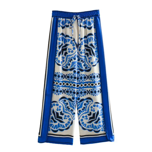 Spring New European And American Printing Drape Loose Shirt Elastic Waist Pajamas Wind Length Blouse And Pants Pants - Shop at LoveMi