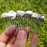 Natural Crystal Irregular Gravel 20 Teeth Hair Comb Hair Accessories - Loose Silver