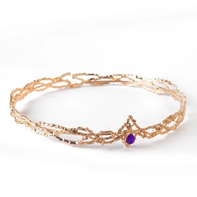 Gem Crystal Crown Hair Clasp Ladies D1551 Gold Purple Diamond - Shop at LoveMi