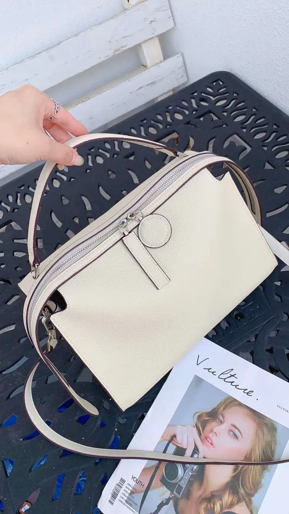 Women's Shoulder Crossbody Bag Stitching Contrast Color Beige - Shop at LoveMi