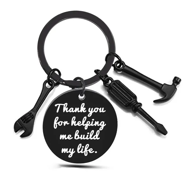 Father's Day Keychain Stainless Steel Hammer Thank You Black - Shop at LoveMi