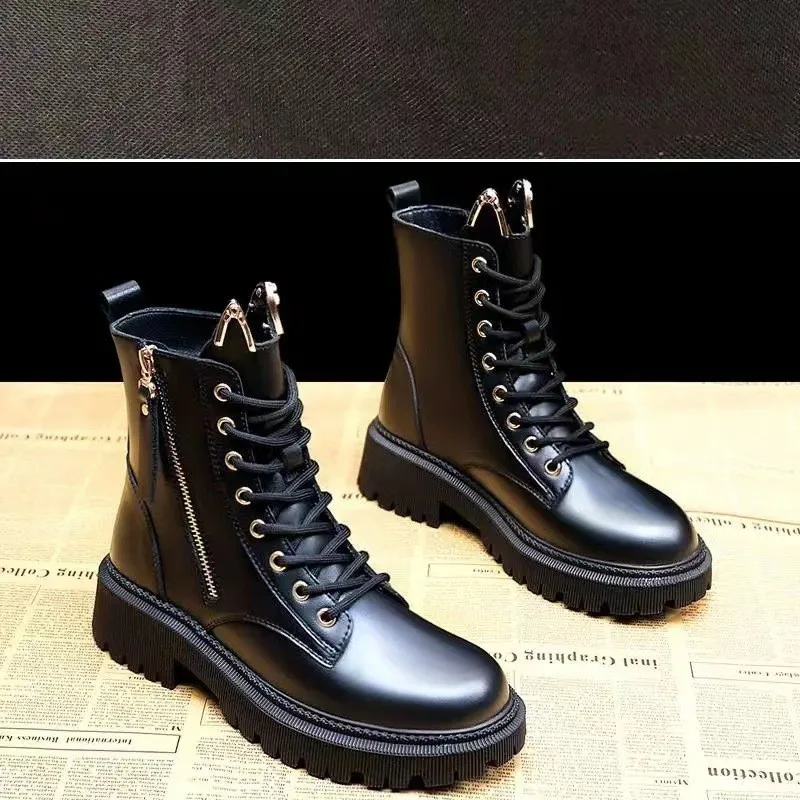 Dr Martens Boots Women's Thin Leather Breathable Winter Fleece-lined - Black