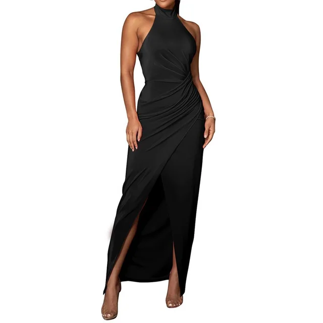 Fashionable Pleated Sleeveless Dress For Women Black - Shop at LoveMi