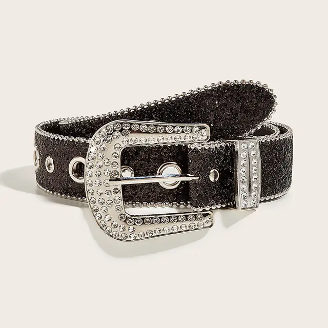 Women's Fashion Personalized Sequins Jeans Belt S Code Black - Shop at LoveMi