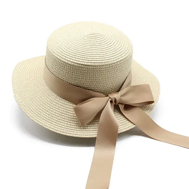 Summer Flat Brim Straw Hat Female Japanese And Korean Beige - Shop at LoveMi