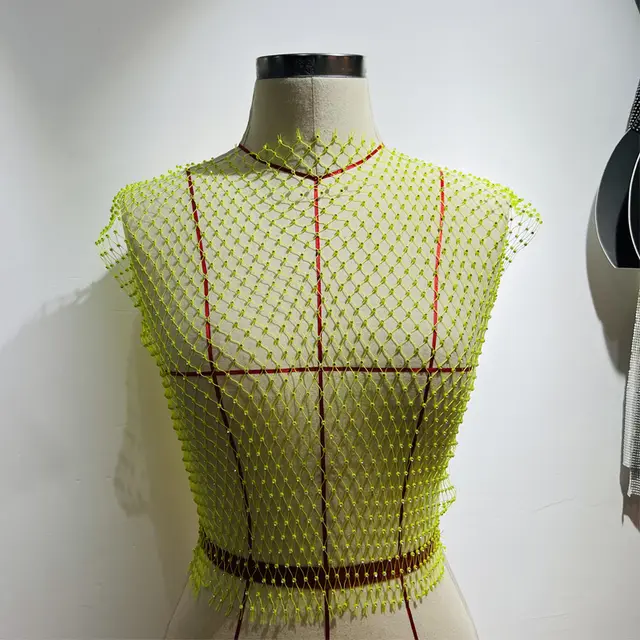 Women's Fashionable Simple Pure Color Mesh Top Round Collar In Yellow - Shop at LoveMi